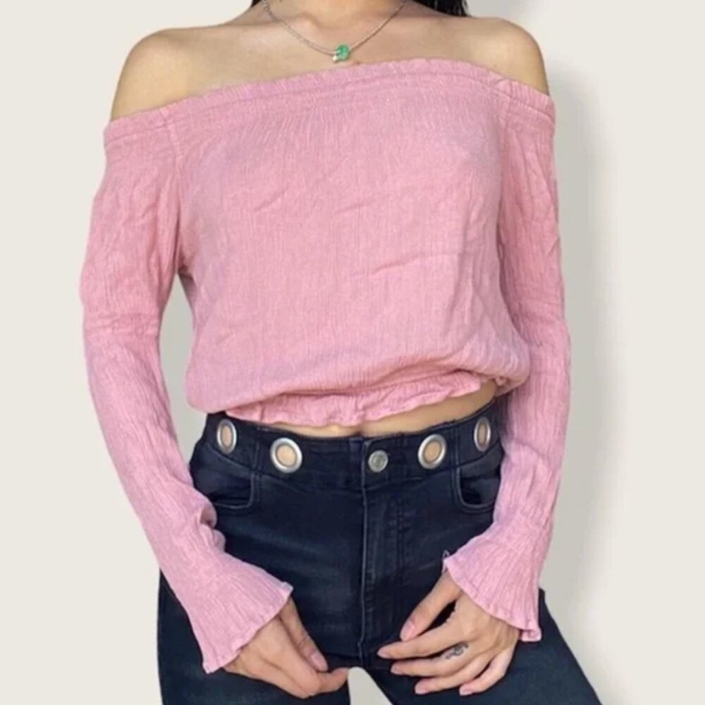 Urban Planet Pink Ruffled Off The Shoulder Top